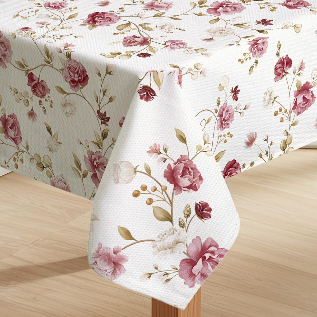 Rosa Tischdecke Retro Blumenmuster 140x140 cm