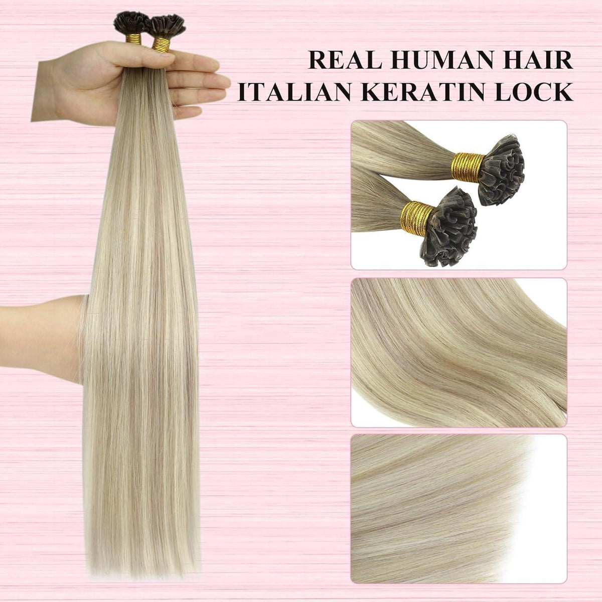 Echthaar Bonding Extensions Blond Ombre 35cm