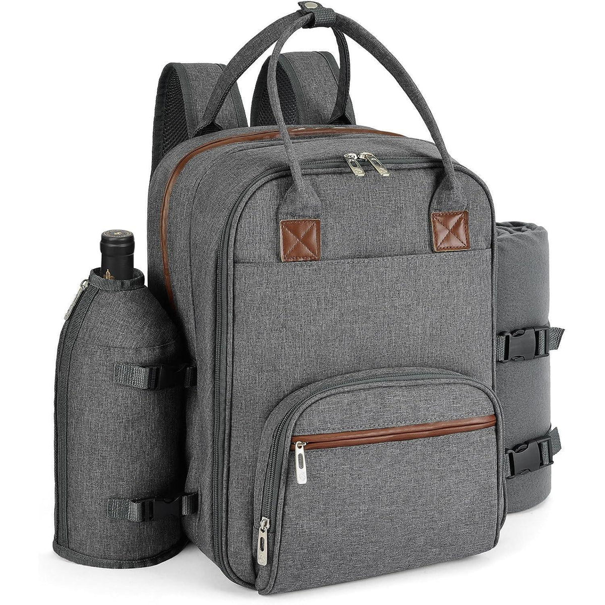 Picknickrucksack 4 Personen mit Set & Decke – Grau
