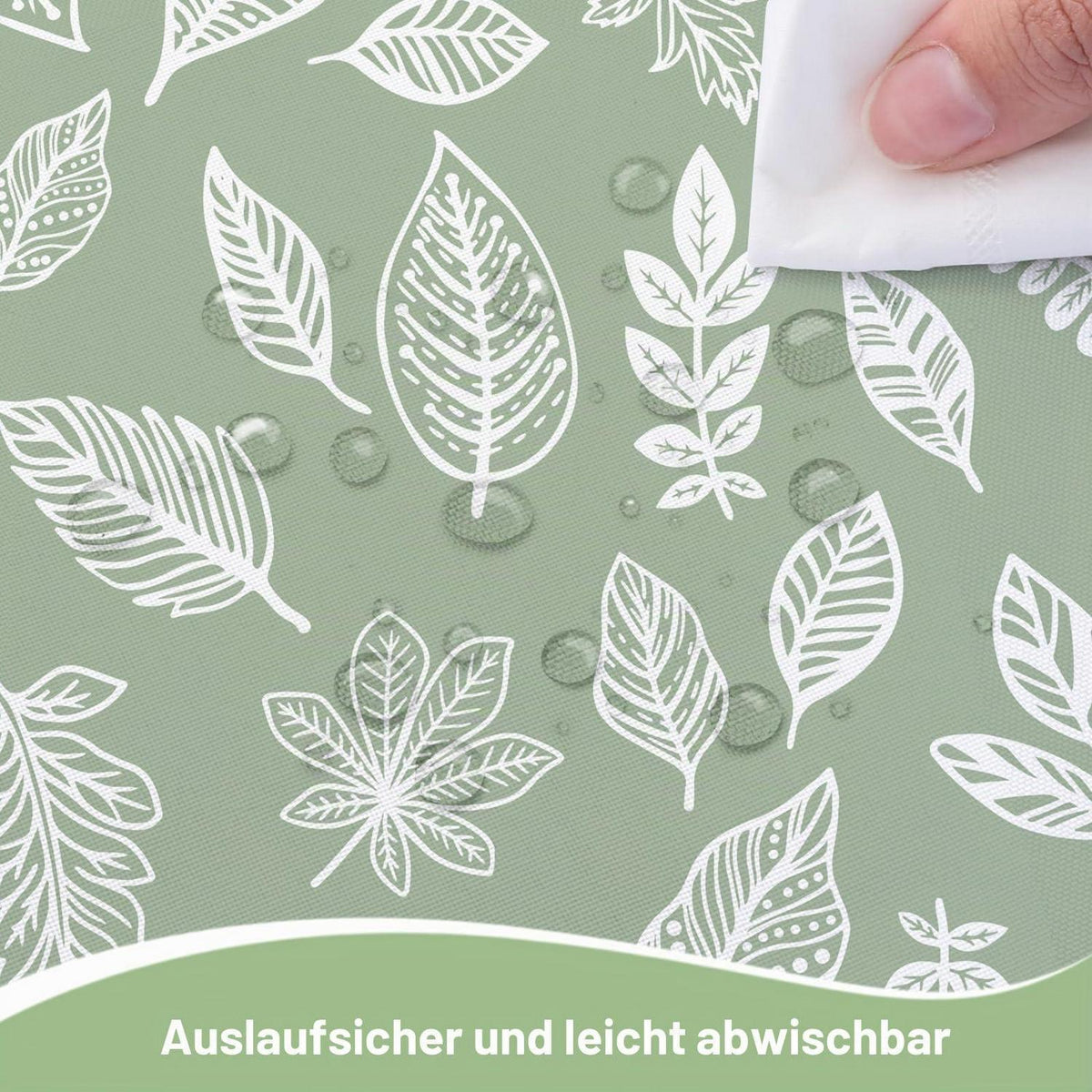 Tischdecke Blätter Salbeigrün 140x200 cm | Frühling Sommer