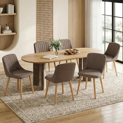 Esszimmerstuhl Braun 6er Set | Polsterstuhl Holzbeine | Ergonomisch