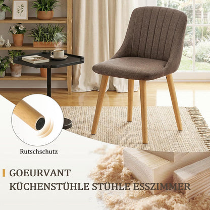 Esszimmerstuhl Braun 6er Set | Polsterstuhl Holzbeine | Ergonomisch