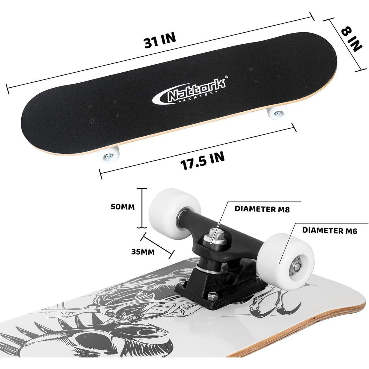 Komplett Skateboard 31 Zoll – Checkerboard Design für Anfänger