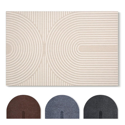 Fußmatte 60x90cm rutschfest – Elfenbein Wellen Design