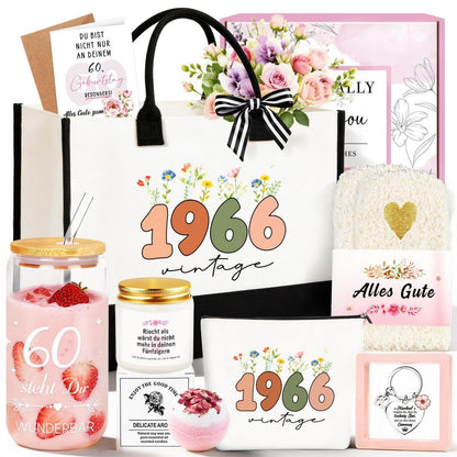 60. Geburtstag Geschenkset für Frauen Vintage 1966 8tlg.