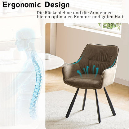 Drehbare Esszimmerstühle 2er Set mit Armlehnen & Kurzflor