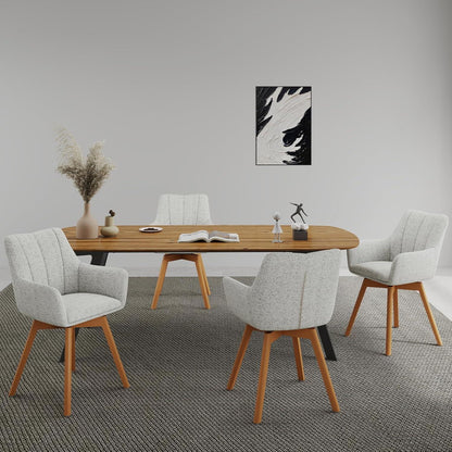 Drehbare Esszimmerstühle 4er Set Beige – Komfortabler Polsterstuhl