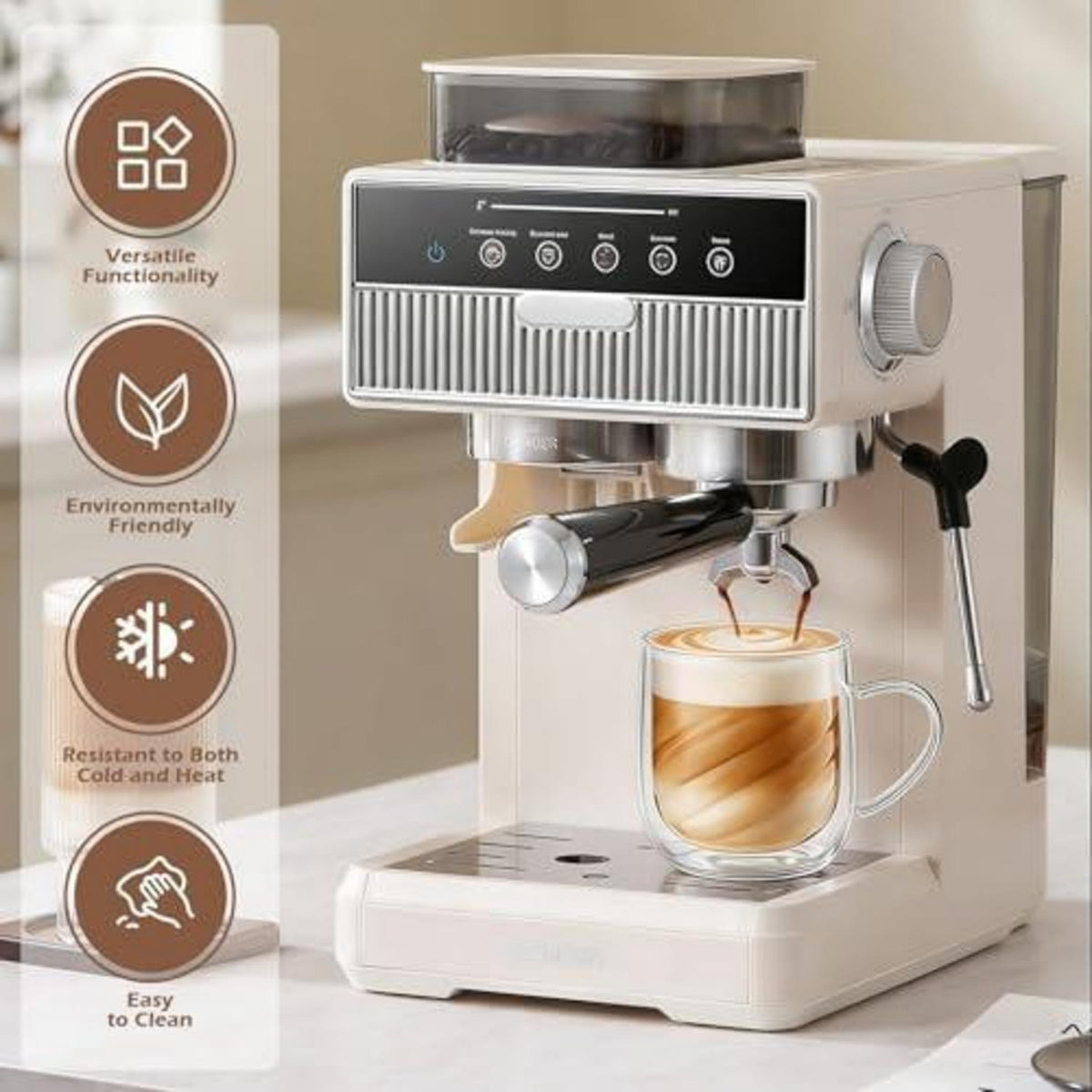 4er Set Doppelwandige Kaffeegläser mit Löffeln – 350ml