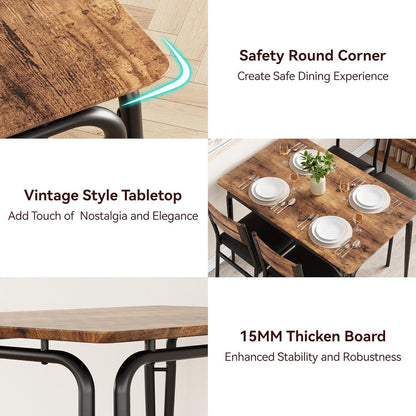 5-teiliges Esszimmer-Set für 4 Personen – Platzsparend & Modern