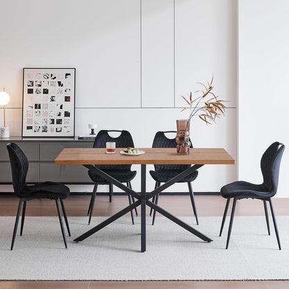 Esstisch Set 140x78cm mit 4 Esszimmerstühlen Dunkelbraun/Schwarz
