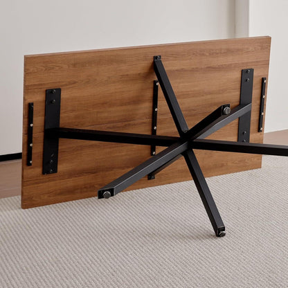 Esstisch Set 140x78cm mit 4 Esszimmerstühlen Dunkelbraun/Schwarz