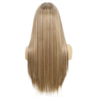Stirnband Perücke glattes Haar Blond Highlights Synthetisch 26 Zoll