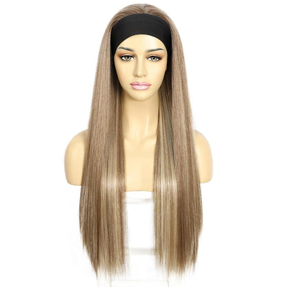 Stirnband Perücke glattes Haar Blond Highlights Synthetisch 26 Zoll