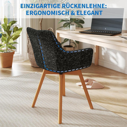 Drehbarer Esszimmerstuhl Set 6er – Schwarz, Prague Polsterstuhl
