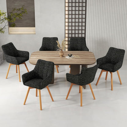 Drehbarer Esszimmerstuhl Set 6er – Schwarz, Prague Polsterstuhl