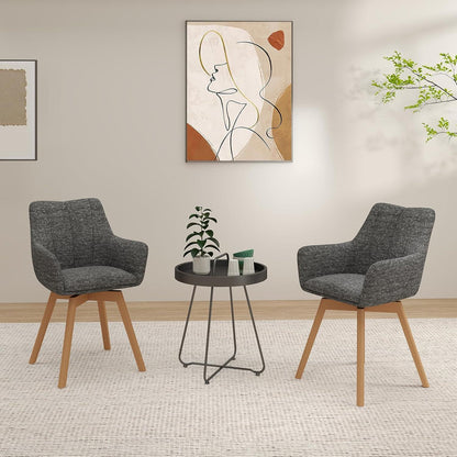 Drehbare Esszimmerstühle 2er Set Grau – Bequeme Polsterstühle