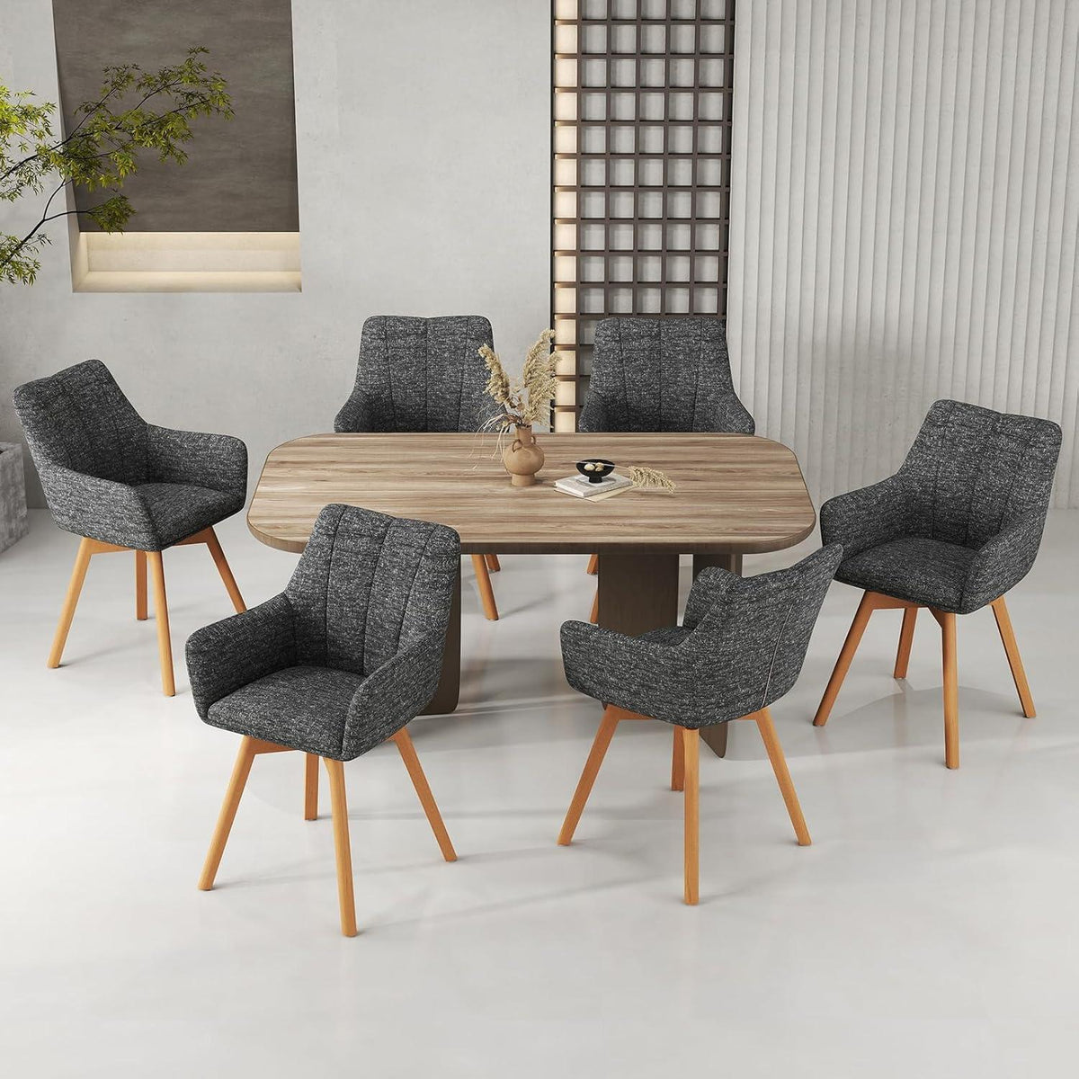 Drehbare Esszimmerstühle 2er Set Grau – Bequeme Polsterstühle