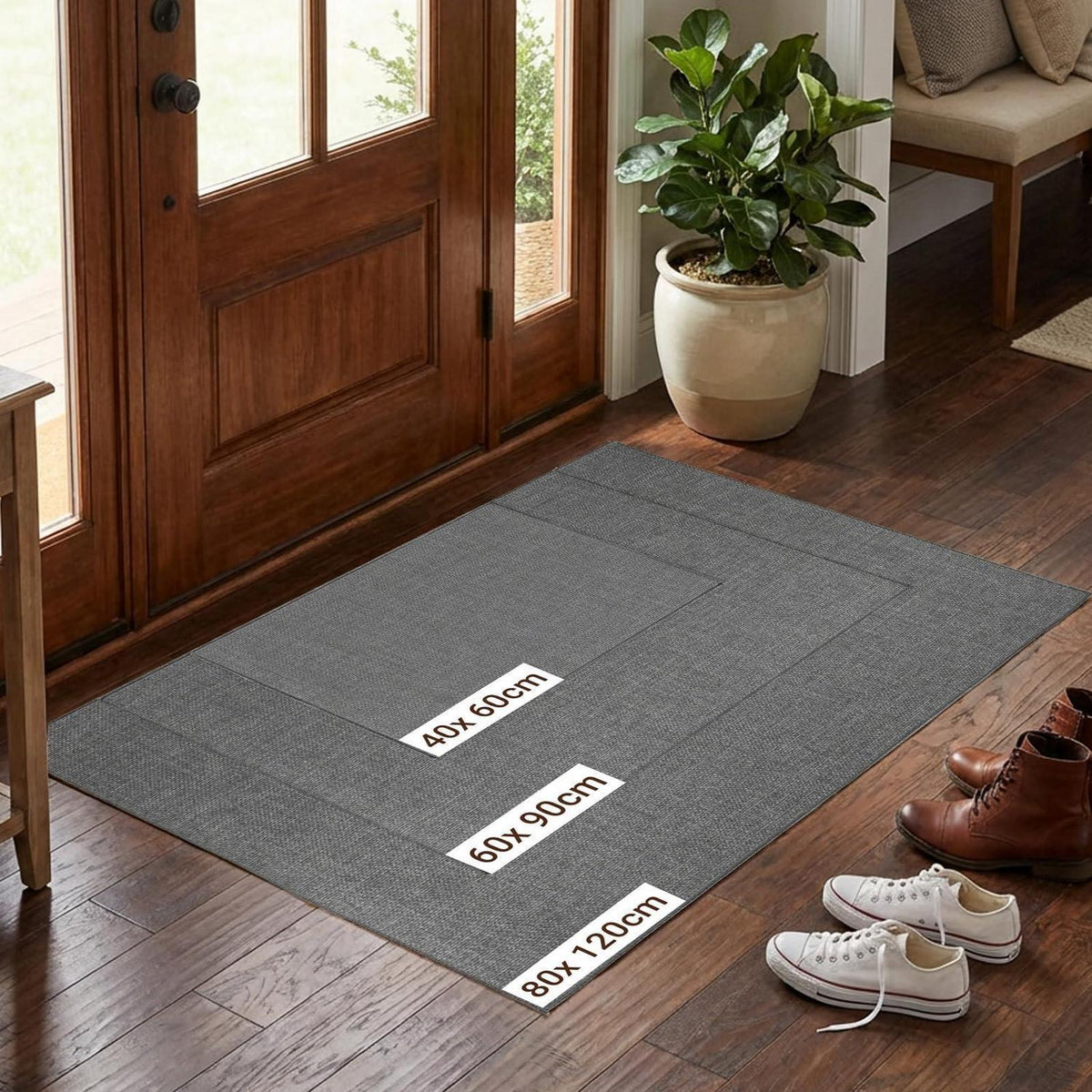 Fußmatte Grau 80x120 cm – Rutschfest & Saugfähig