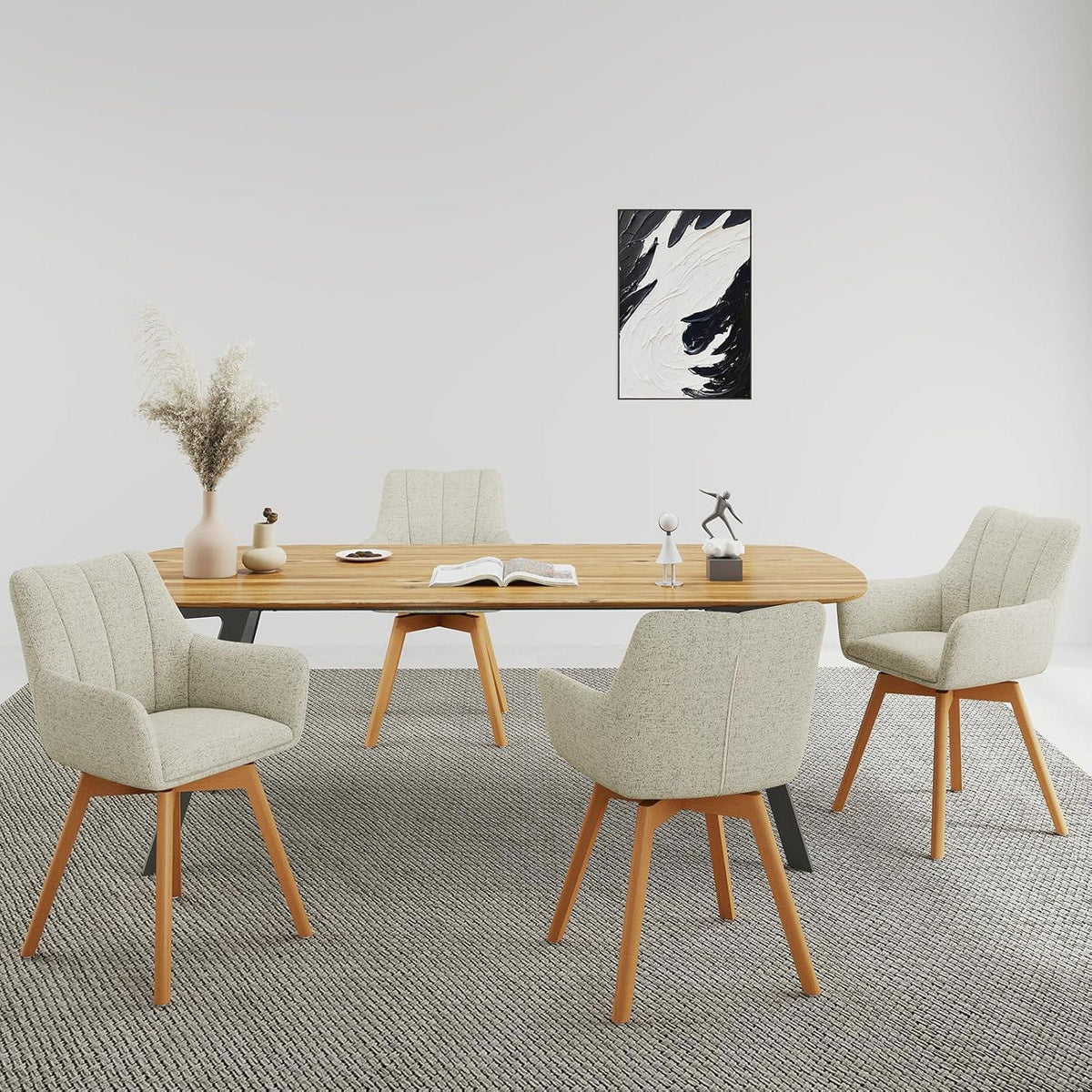 Drehbare Esszimmerstühle 4er Set Khaki – Bequeme Polsterstühle