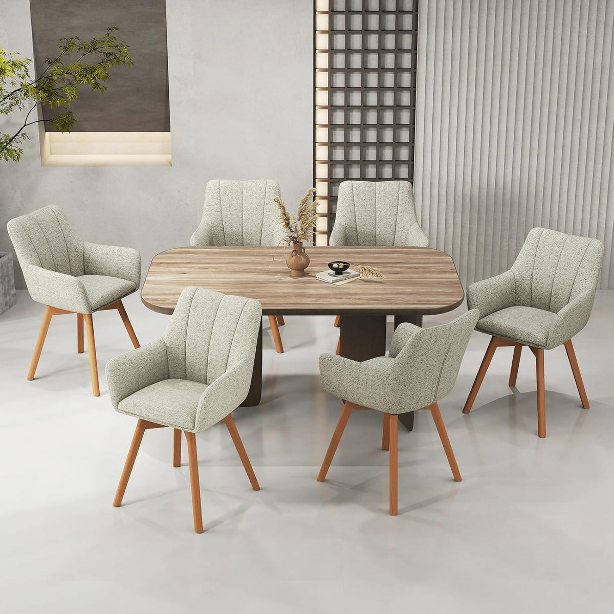 Drehbare Esszimmerstühle 4er Set Khaki – Bequeme Polsterstühle