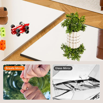 3-Fach Faltbarer Ganzkörperspiegel 240x210cm Schwarz mit Rollen