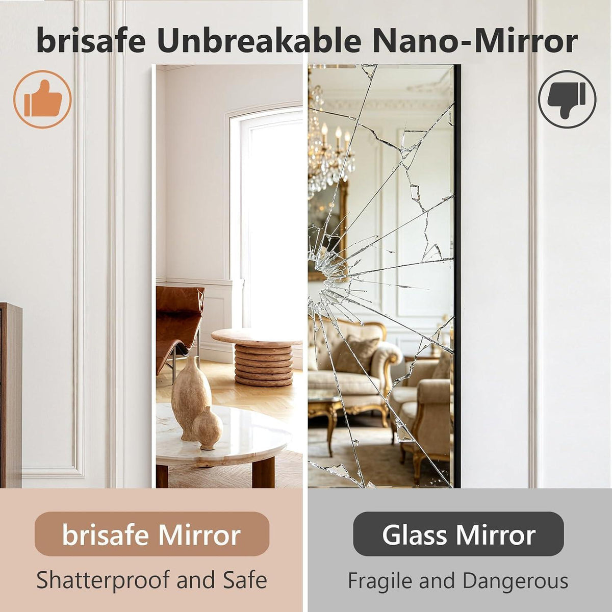 Brisafe Magnetspiegel 120x30cm – Unzerbrechlich & Vielseitig