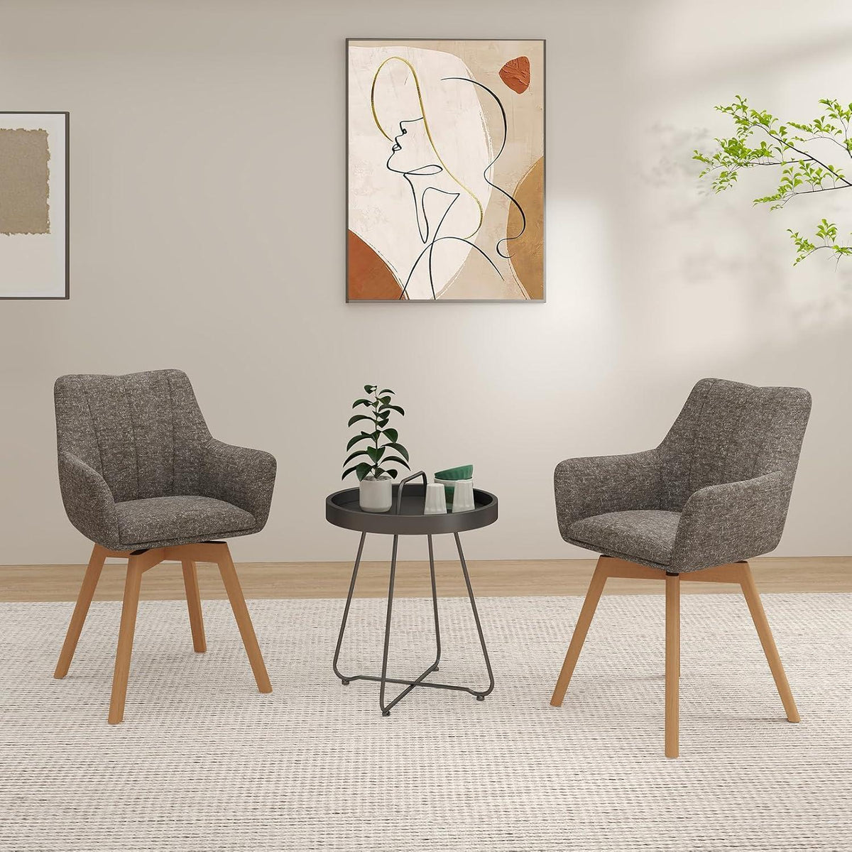Drehbare Esszimmerstühle Set 6 | Mokka, Modern & Komfortabel