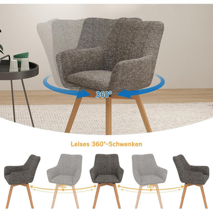 Drehbare Esszimmerstühle Set 6 | Mokka, Modern & Komfortabel