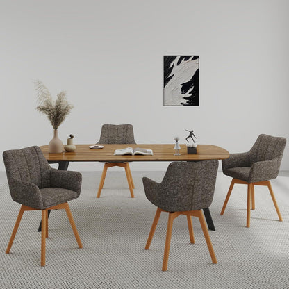 Drehbare Esszimmerstühle Set 6 | Mokka, Modern & Komfortabel