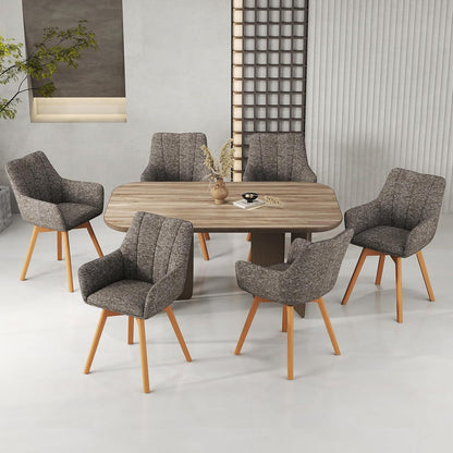 Drehbare Esszimmerstühle Set 6 | Mokka, Modern & Komfortabel