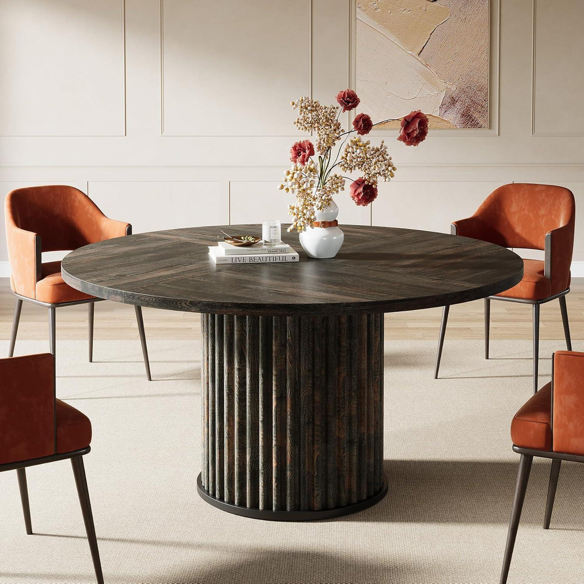 Runder Esstisch 120cm Schwarz – Moderner Esszimmertisch für 4-6 Personen