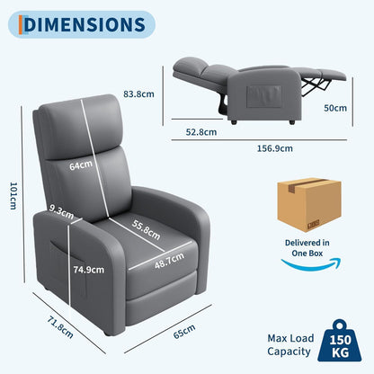 Relaxsessel mit Liegefunktion – Grau, verstellbar & bequem