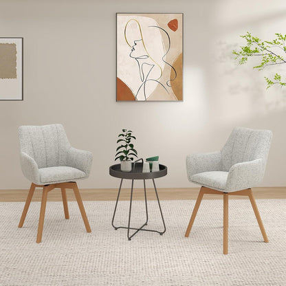 Drehbare Esszimmerstühle 2er Set Beige – Komfortabler Polsterstuhl