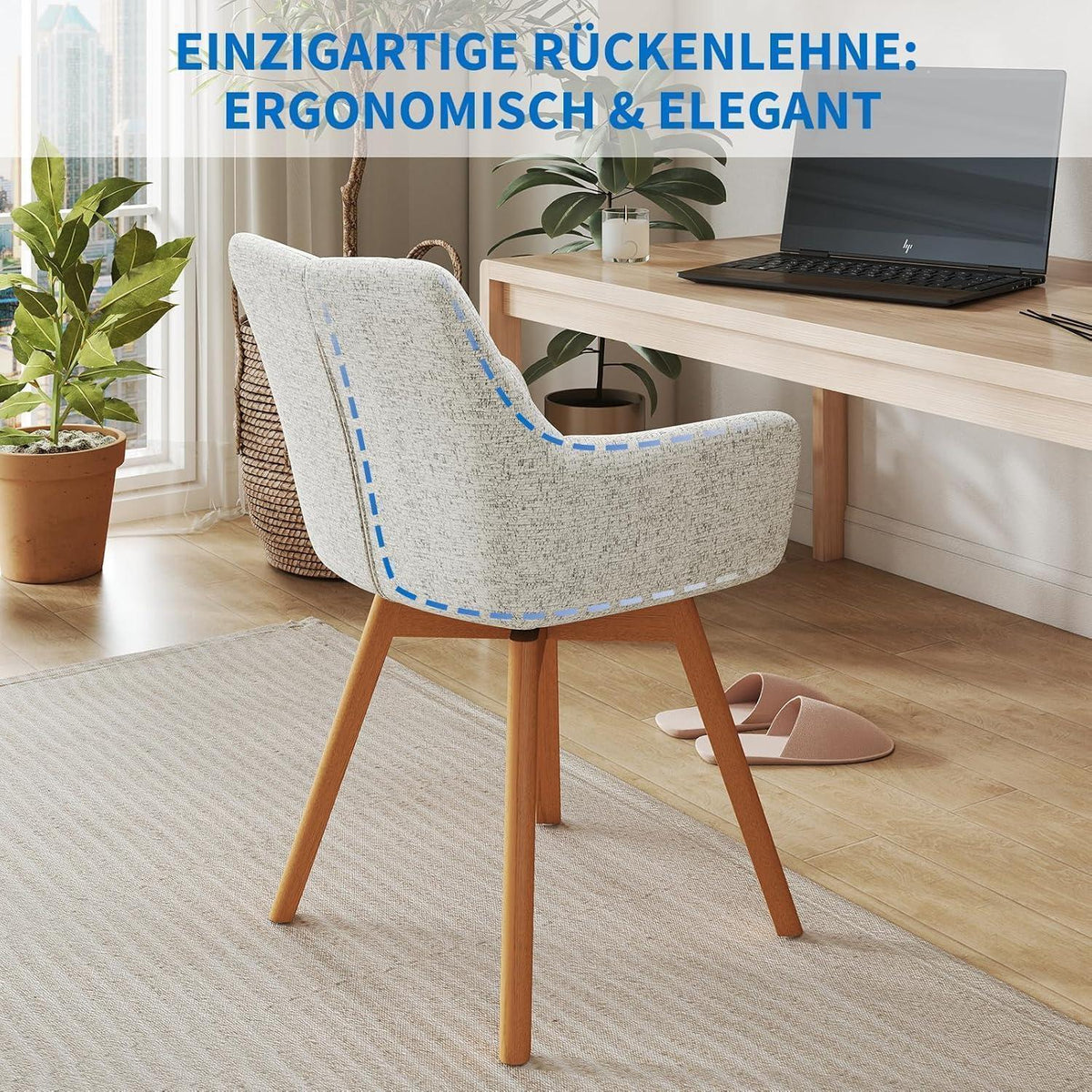 Drehbare Esszimmerstühle 2er Set Beige – Komfortabler Polsterstuhl