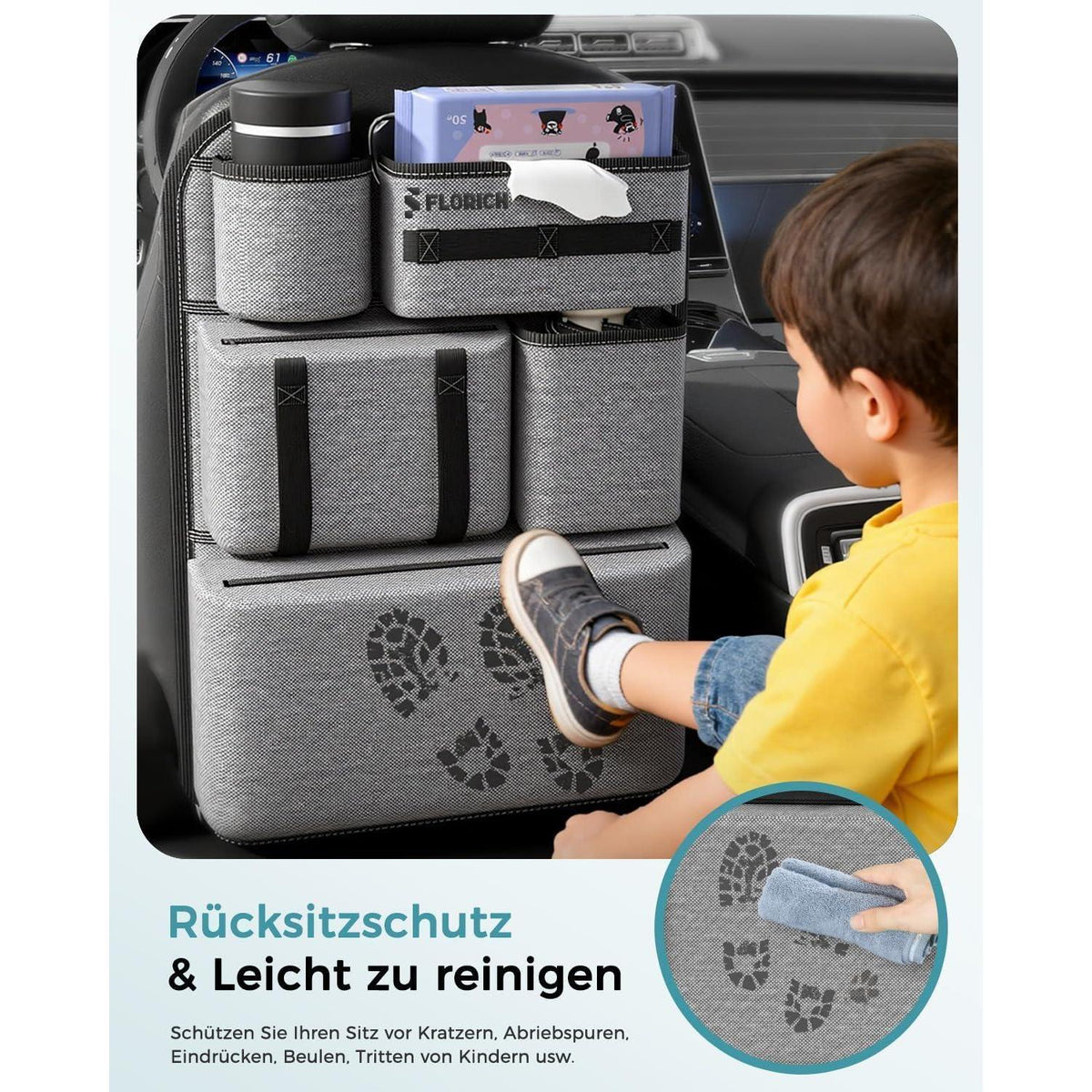 Autositz Organizer mit MOLLE-System – Grau