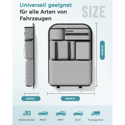 Autositz Organizer mit MOLLE-System – Grau
