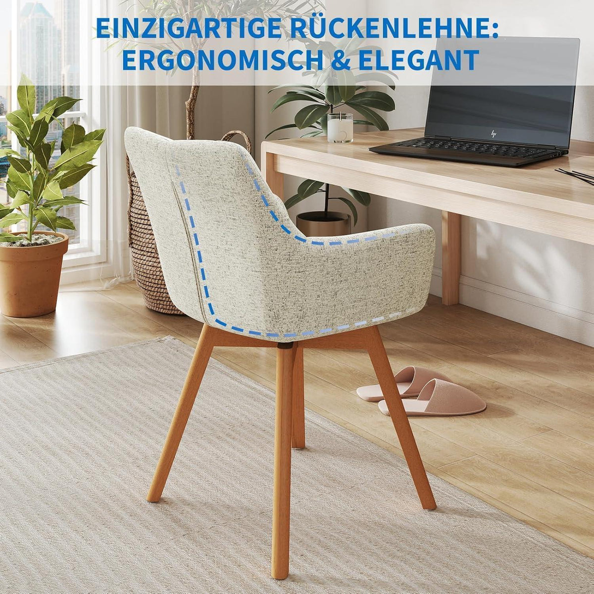 Drehbare Esszimmerstühle 2er Set mit Armlehnen, Khaki