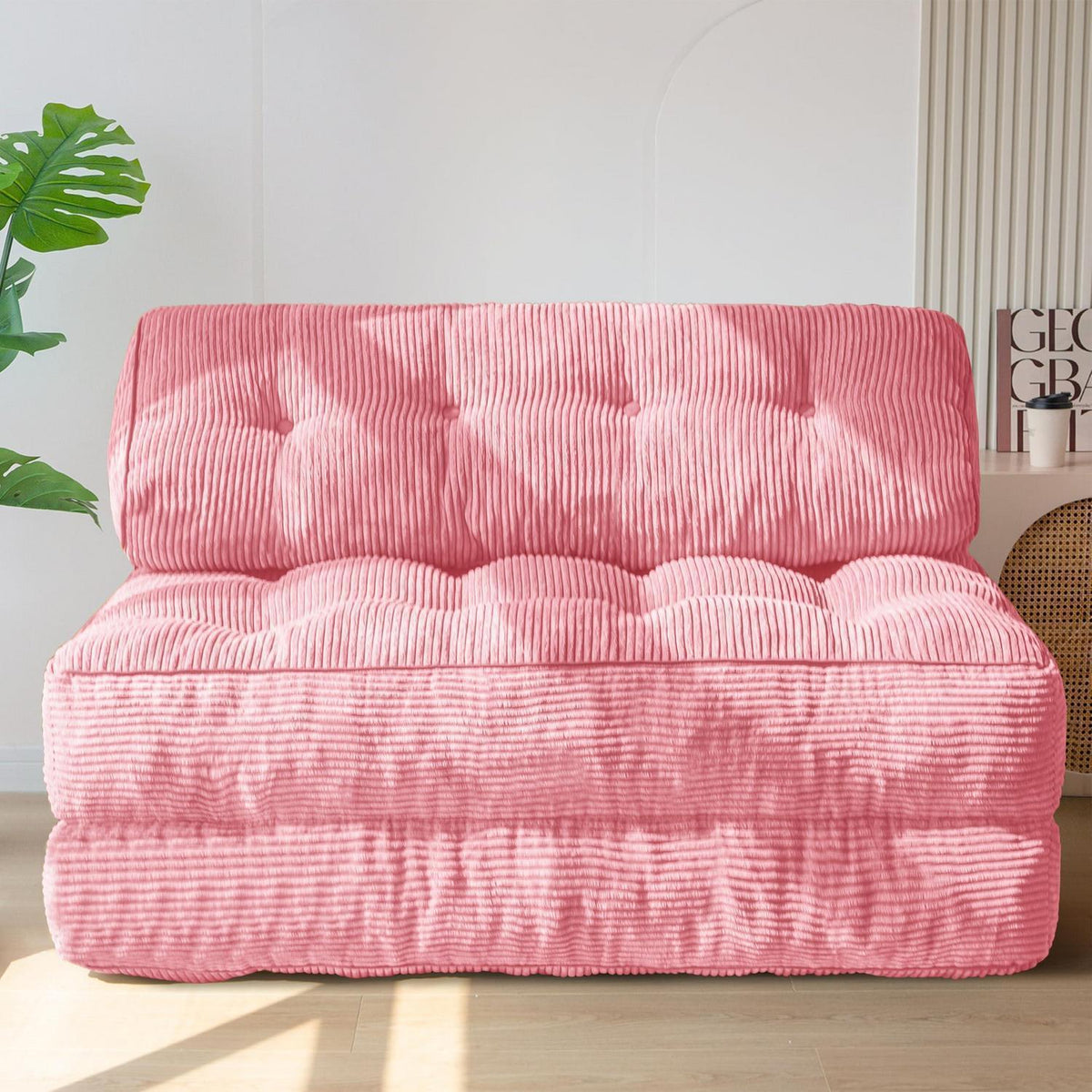 Faltbares Schlafsofa mit Kissen – Komfortables Bodensofa Rosa
