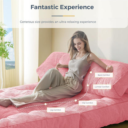 Faltbares Schlafsofa mit Kissen – Komfortables Bodensofa Rosa