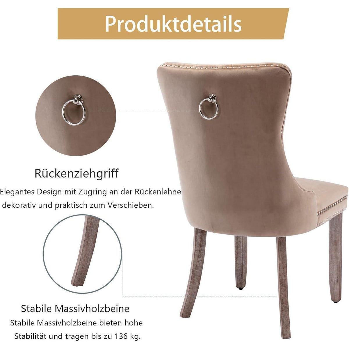 8x Samt Esszimmerstühle mit Massivholzbeinen – Modern & Komfortabel