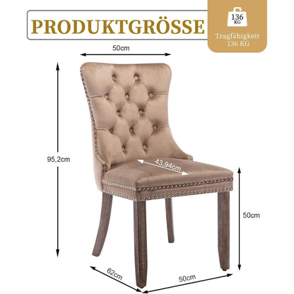 Gepolsterte Esszimmerstühle 2er-Set, Samt & Massivholz