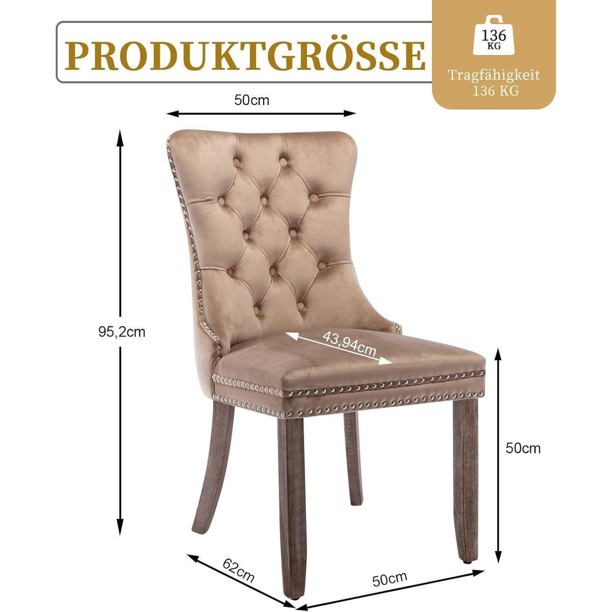 Samt Esszimmerstühle 6er Set mit Massivholzbeinen
