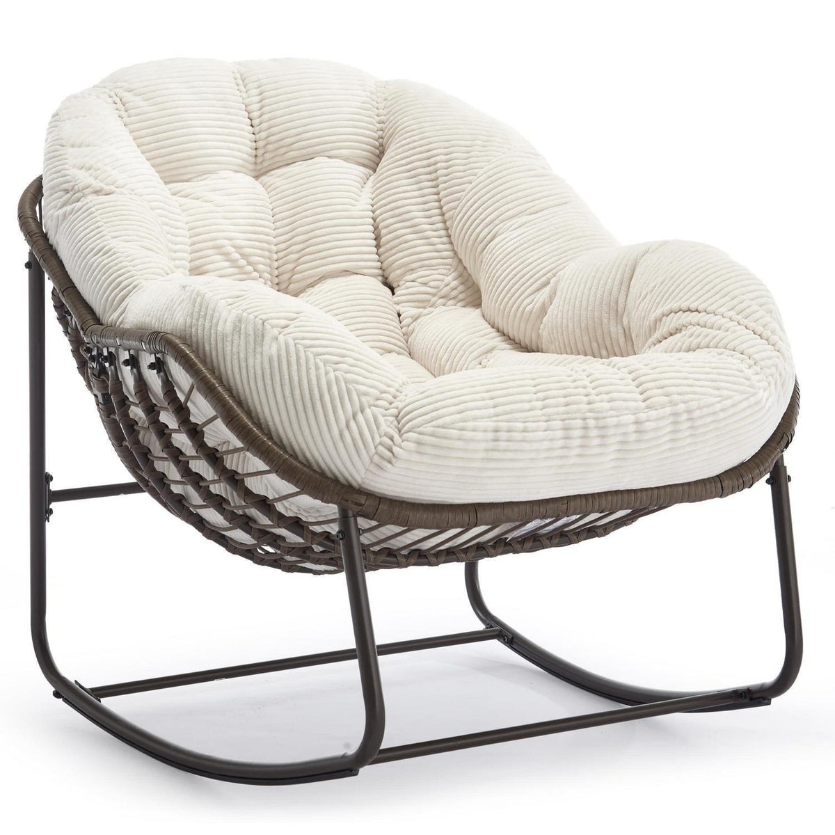 Outdoor Schaukelstuhl Papasan mit Kissen - Weiß