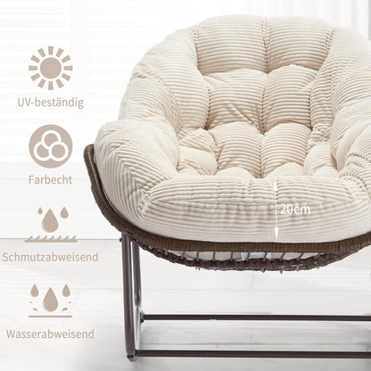 Outdoor Schaukelstuhl Papasan mit Kissen - Weiß