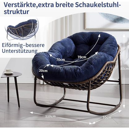 Überdimensionaler Papasan Schaukelstuhl Blau