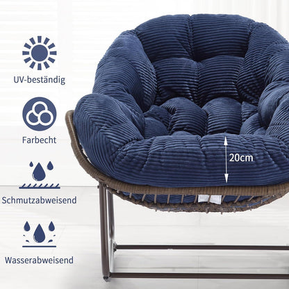 2x Schaukelstuhl-Set Blau - Bequemer Papasan Sessel für Terrasse
