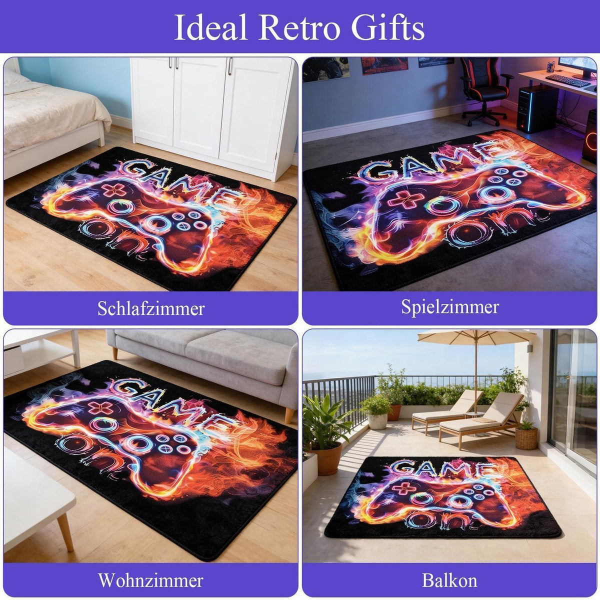 Gaming Teppich Controller Design – Rutschfest & Weich 80x120cm