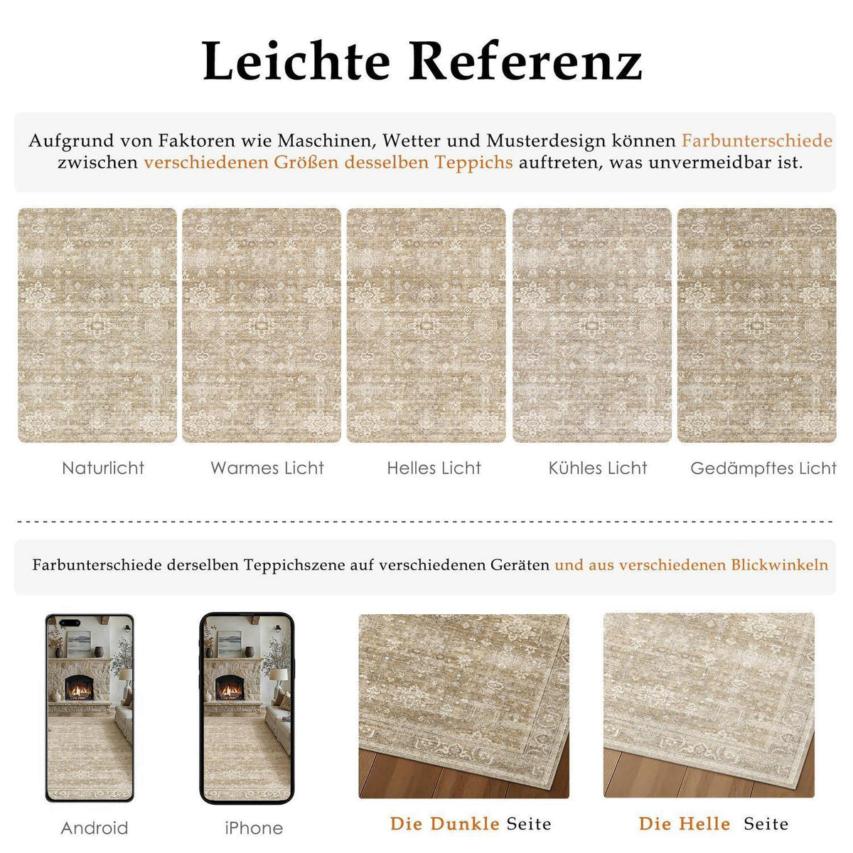 Vintage Teppich Beige 200x300cm - Wohnzimmer & Schlafzimmer