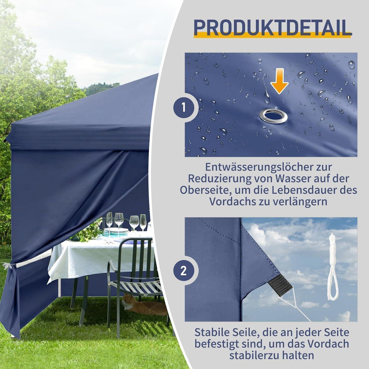 3x3m Faltpavillon mit Seitenwänden – Wasserdicht & UV-Schutz