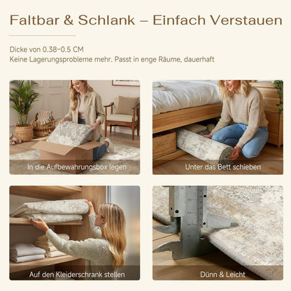 Waschbarer Teppich Wohnzimmer 240x300cm Beige Braun Abstrakt